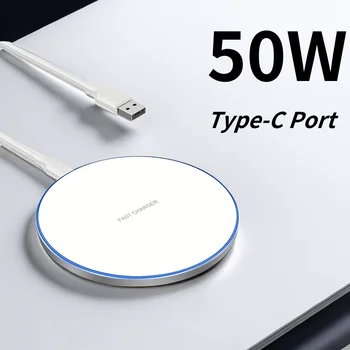 Pad caricabatterie wireless da 50 W per iPhone 15 14 13 12 11 Pro Max Samsung Galaxy S22 S21 S20 S10 S9 Stazione di ricarica wireless Huawei