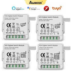 1/2/3/4Gang Tuya Smart Zigbee Switch DIY 2-way APP Remote Control Breaker Smart Home Voice Alexa Control Hub Required