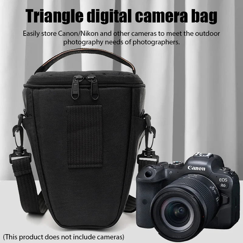 حقيبة كاميرا DSLR مثلثة سوداء مقاومة للماء حقيبة كاميرا كتف لكاميرات Canon Nikon Sony Micro Single DSLR معدات التصوير الفوتوغرافي