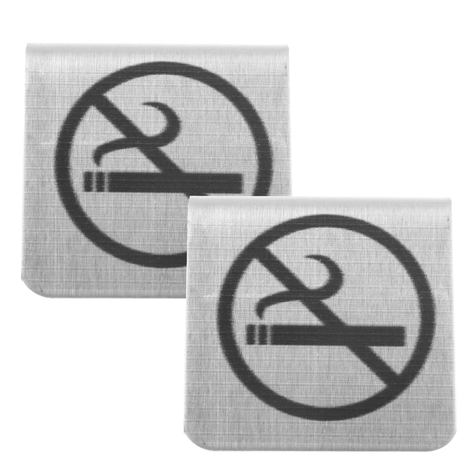 

2pcs Stainless Steel No-Smoking Table Signs Rustproof Clear Signboards For Home Office Restaurant Banquet Wedding Indoor