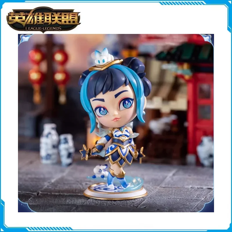 

Original LOL League of Legends Lux Blue and White Porcelain Q Version Action Figures Collectible Ornaments Model Toys Gift