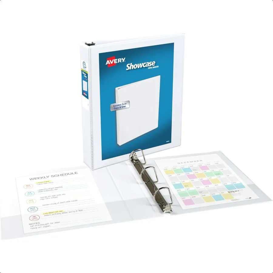 경제형 쇼케이스 뷰 3링 바인더 1.5 슬랜트 링 375매 용량 2.1인치 와이드 스파인 가정 학교 사무실용으로 적합