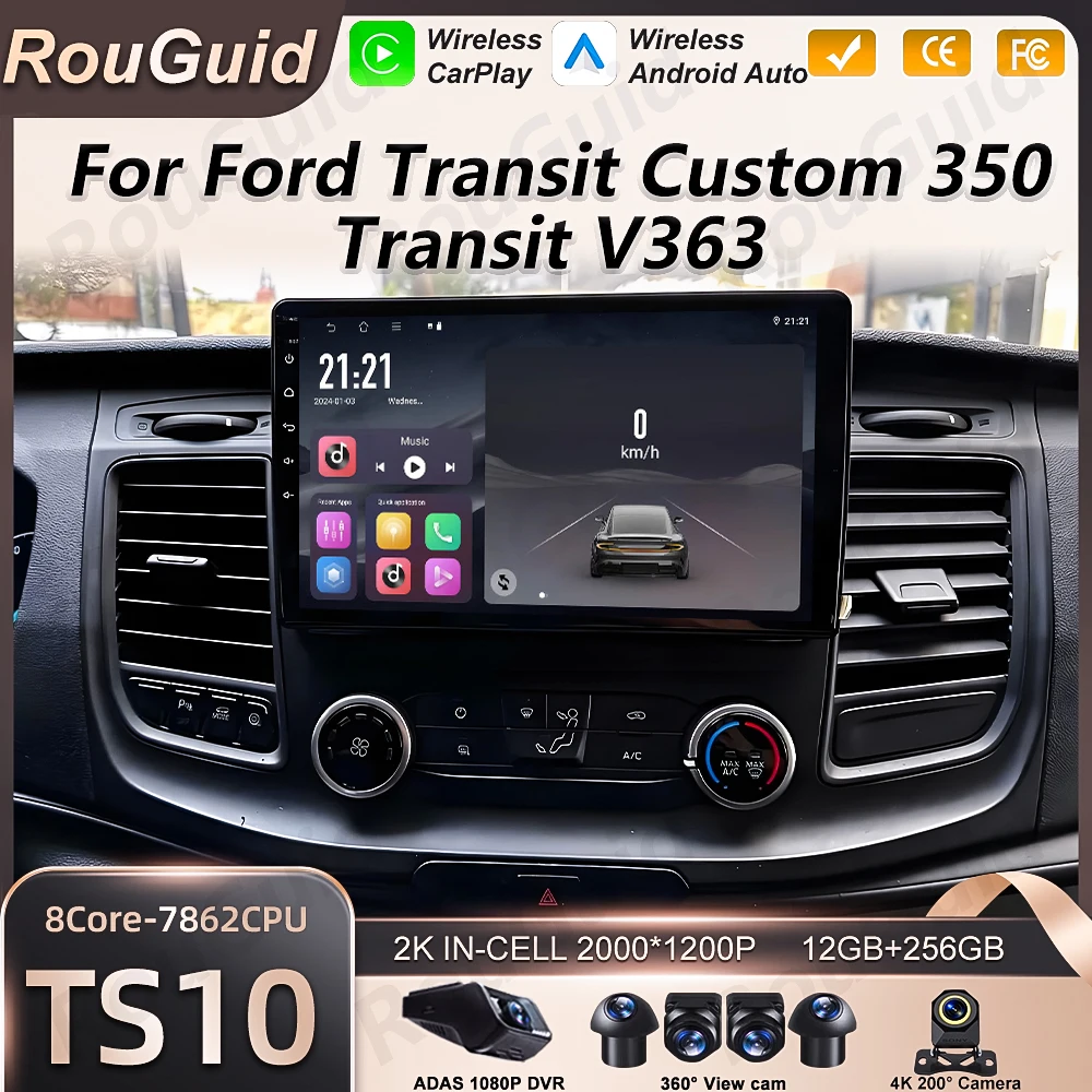 

Android 16 Auto Car Radio For Ford Transit Custom 350 Transit V363 Wireless Carplay Multimedia Player 5G Wif GPS Navigation DSP