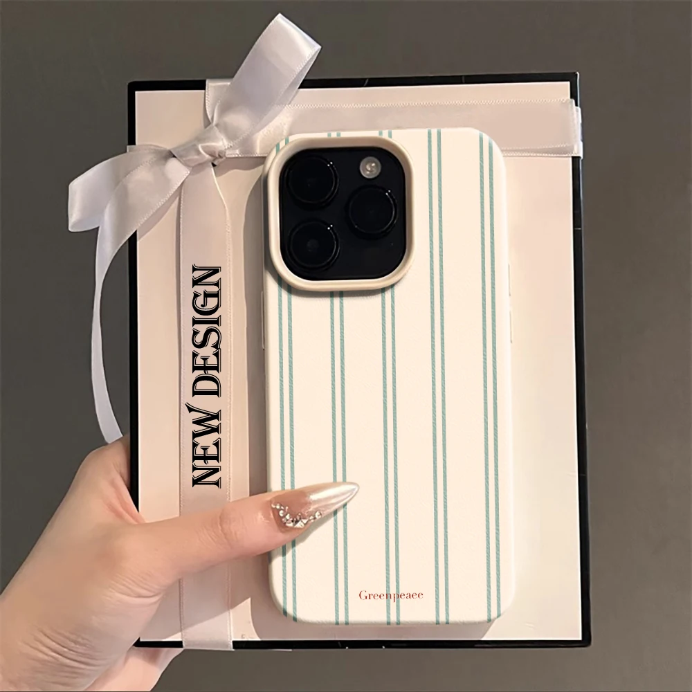 Pink Stripe Print Summer Phone Case For iPhone 16 15 14 13 17 Air Pro Max Plus 12 11 13 Pro XS XR Shockproof Soft Bumper Cover