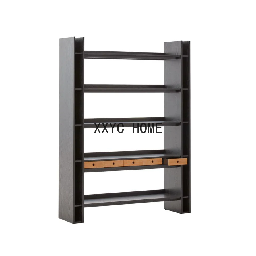 

Light Luxury Artistic Living Room Storage Display Stand Study Bookshelf Black Combined Bookcase