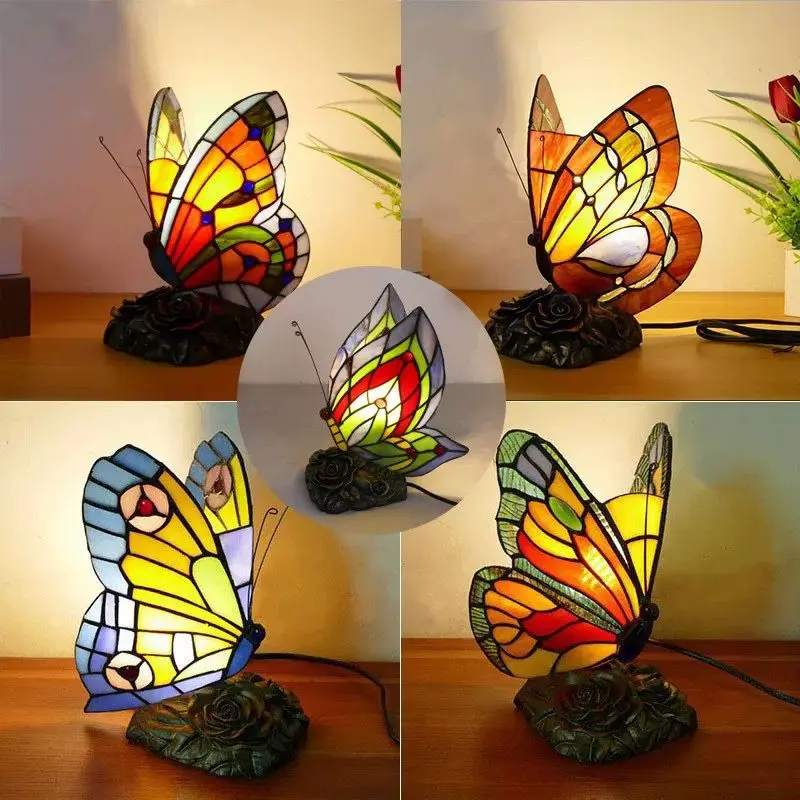 Mediterranean butterfly table lamp dining table  bedside night lamp creative butterfly decorative table lamp