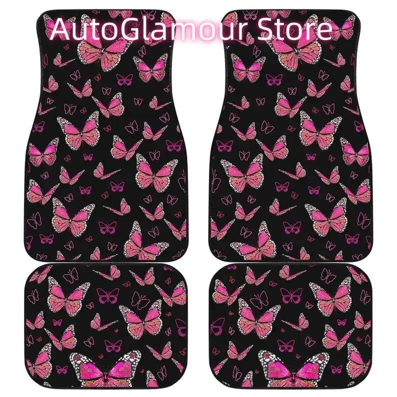 

Автомобильные коврики Pink Butterflies спереди и сзади, набор из 4 черных