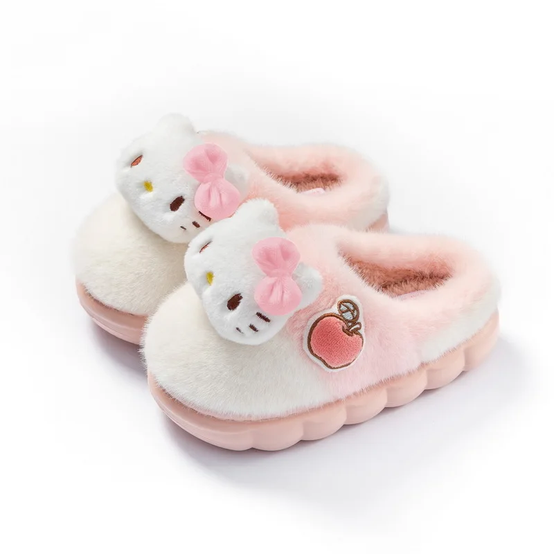 Anime Sanrios Cotton Slippers Cute Kuromi Hello Kittys Cinnamoroll Figure Kawaii Cartoon Indoor Home Parent-Child Cotton Shoes