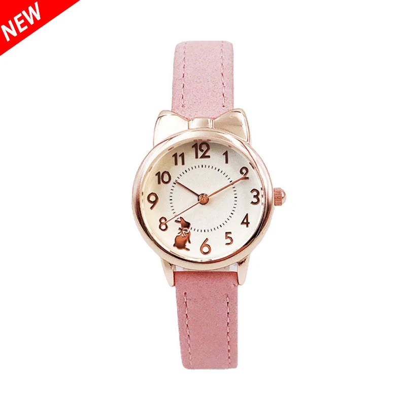 UTHAI-Montre lapin pour enfants, étanche, pour élèves du primaire et du secondaire, jolie montre-bracelet numérique à quartz pour garçons et filles, cadeau