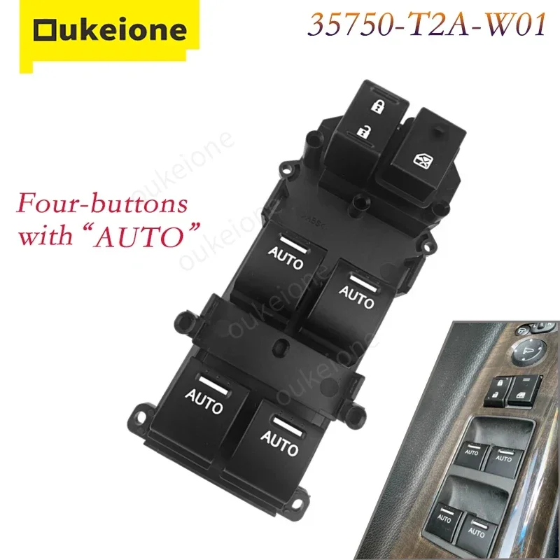 Electric Master Window Switch Button for Honda Accord Sedan EX-L 2013 2014 2015 2017 Auto Replacement Parts 35750-T2A-W01