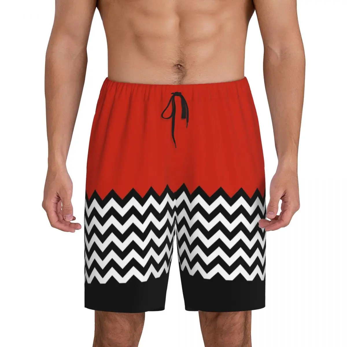 

Custom Black Lodge (Twin Peaks) Inspired Graphic Short Pajama Pants Men Sleepwear Sleep Lounge Bottom Shorts Sleeping Pants