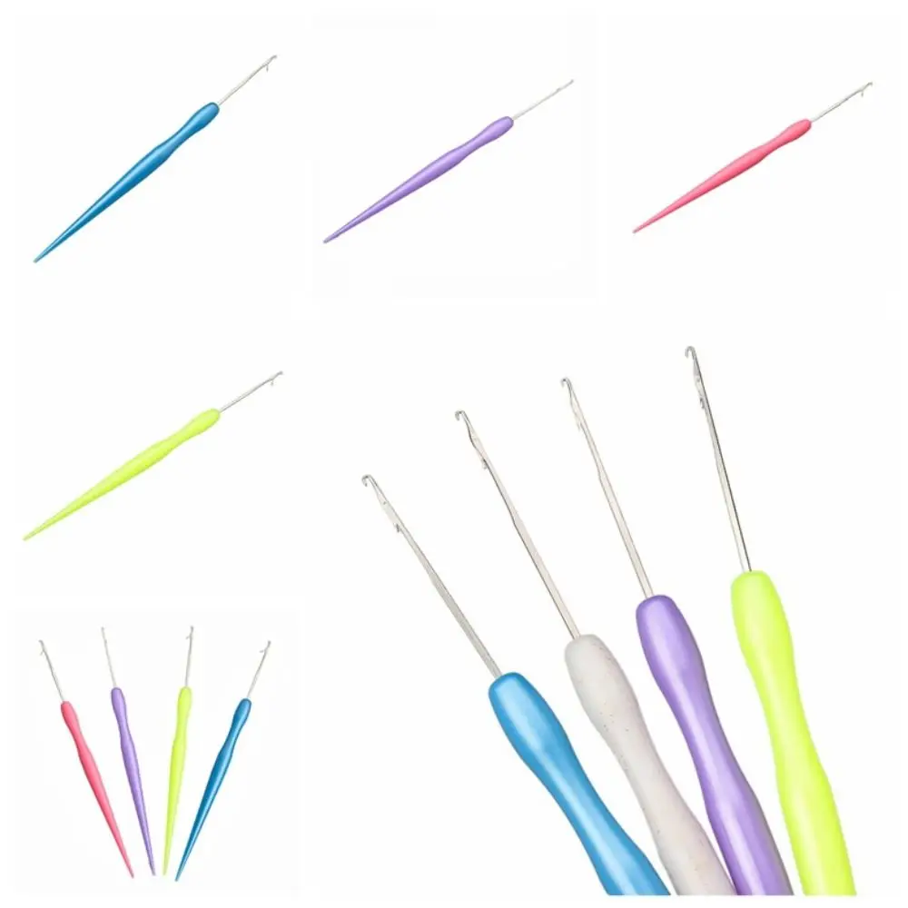 Dreadlock Hair Tools Candy Colors Crochet Hook Metal Plastic Hook Needles Hair Weaving Knitting Micro Hook for Making Braiding