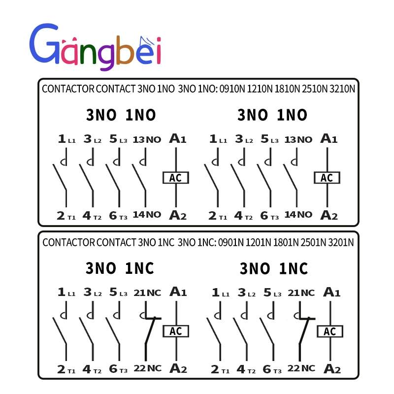 CJX2-0910N 0901N 1210N 1201N 1810N 1801N reversing contactor mechanical interlocking contactor voltage 380V 220V 110V 36V 24V