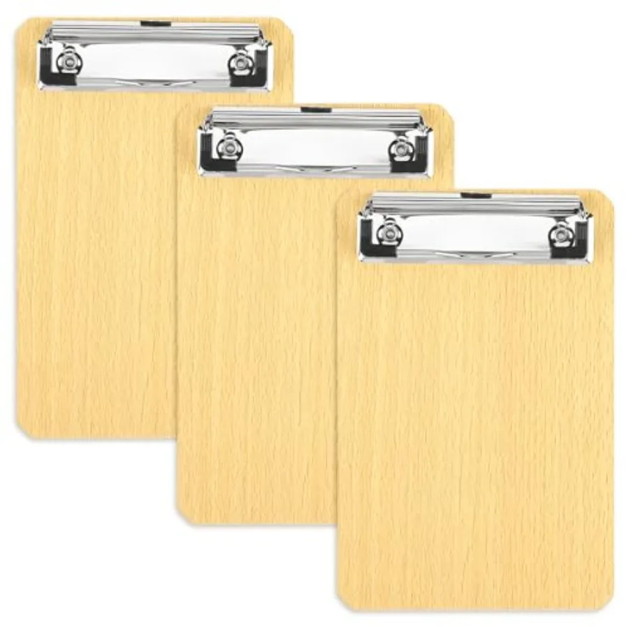 

4.3x7.1in Wood Clip Boards Fit A6 Paper, 3mm Thick 3 PCS Sturdy Clipboard for Smooth Writing, Office School Supplies Board with