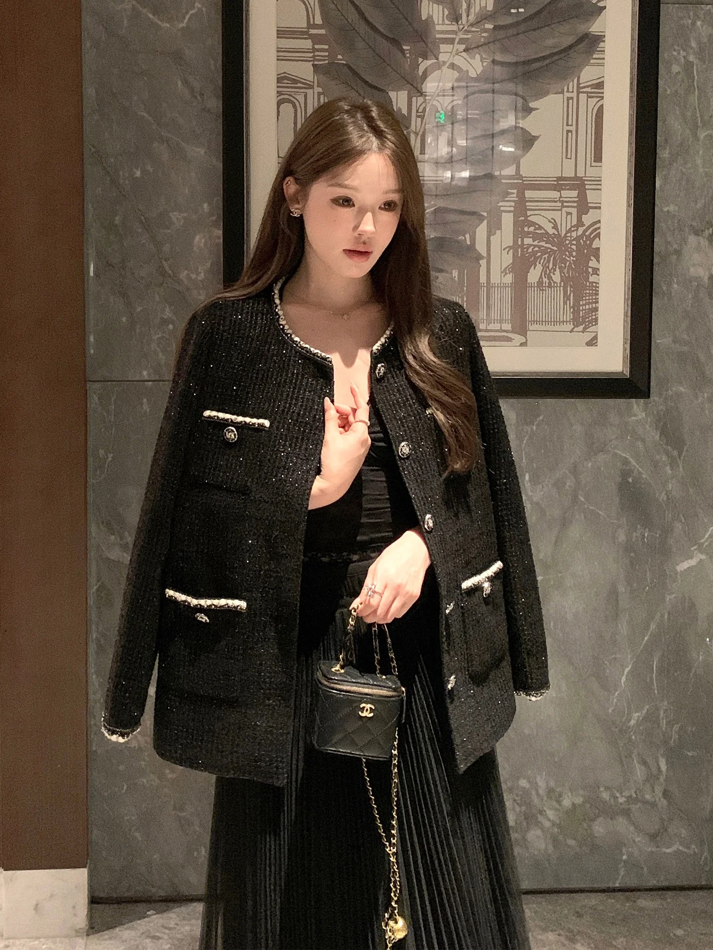 

FanyFloss Court Sle Faionable Wide Pattern iny Tead Свободный женский костюм Jaet Легкая вышивка из бисера для похудения Op...