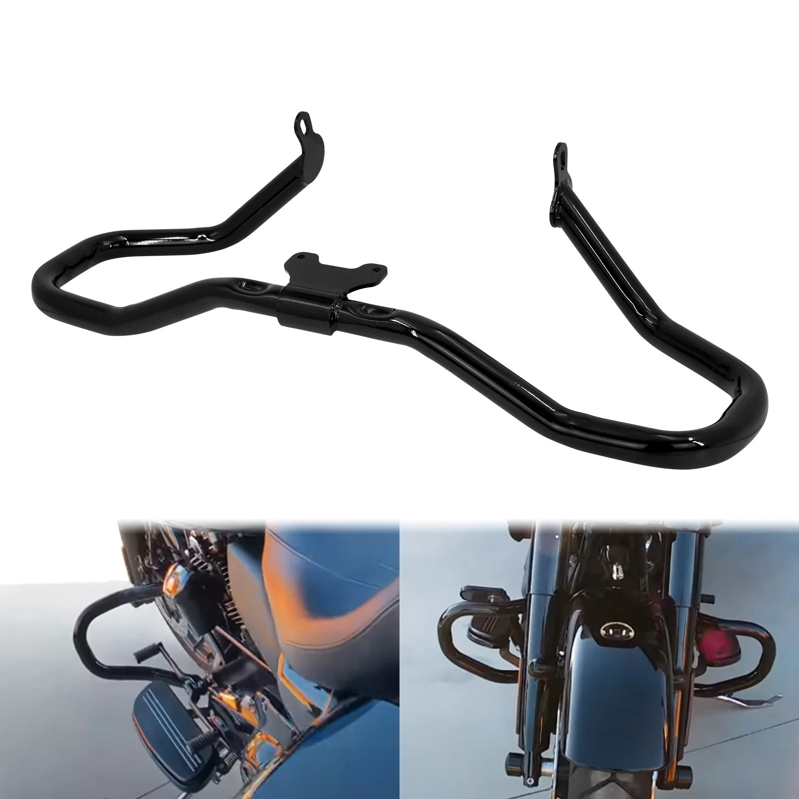 Motorcycle Black Chopped Engine Guard Highway Crash Bar Fairing Support Bracket For Harley Touring Road Glide FLTRX 2015-Later