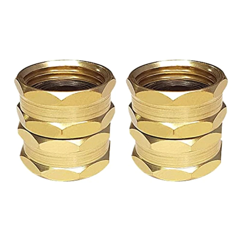 Heavy Duty Brass Repair Female to Female 3/4inch Two-way Female -to Female Connector 2 Pcs Garden Hose Connector