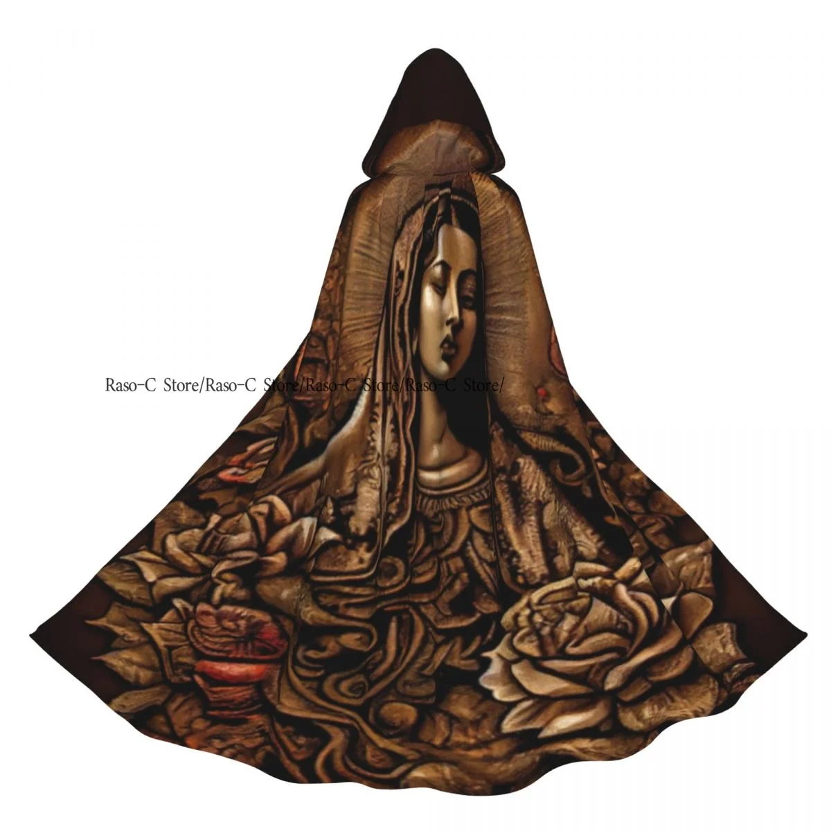 Long Cape Cloak Beautiful Lady Of Guadalupe Mexico Saint Holy Faith Illustration Hooded Cloak Coat Autumn Hoodies