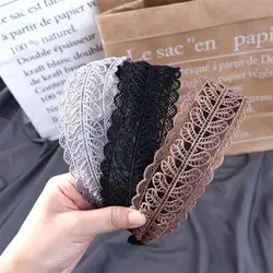 Fashion Design Make up Temperament Resin Korean Style Hair Wear Women Hair Accessories Wide Side Hairband Lace Leaves Headband