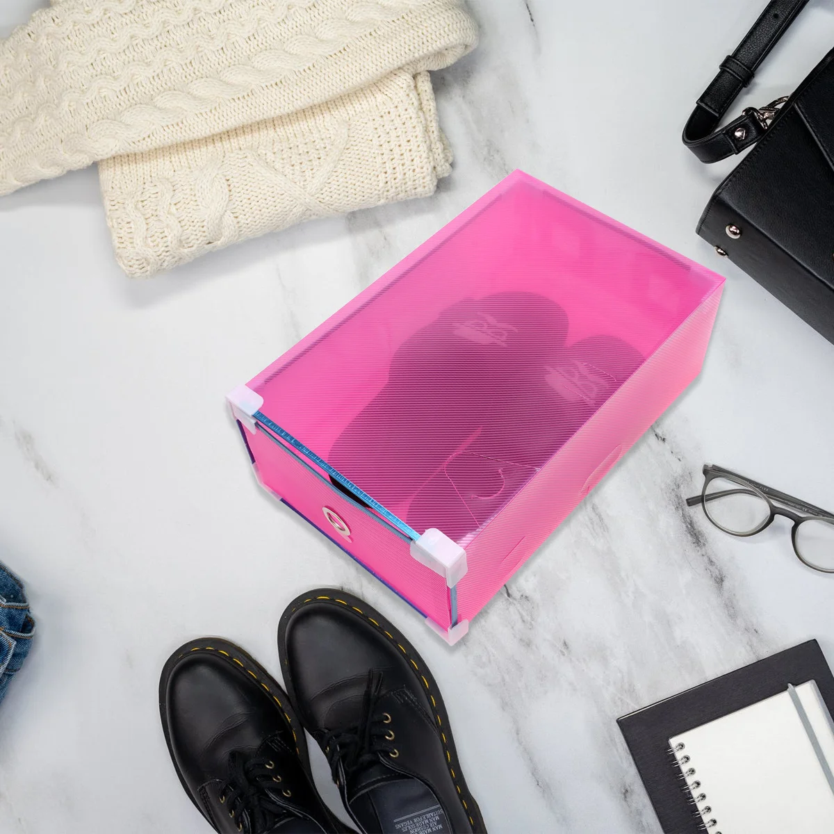 

5Pcs Stackable Shoes Storage Box Clear Drawer Dustproof Organizer for Shoes Storage and Display Stackable Shoe Organizer