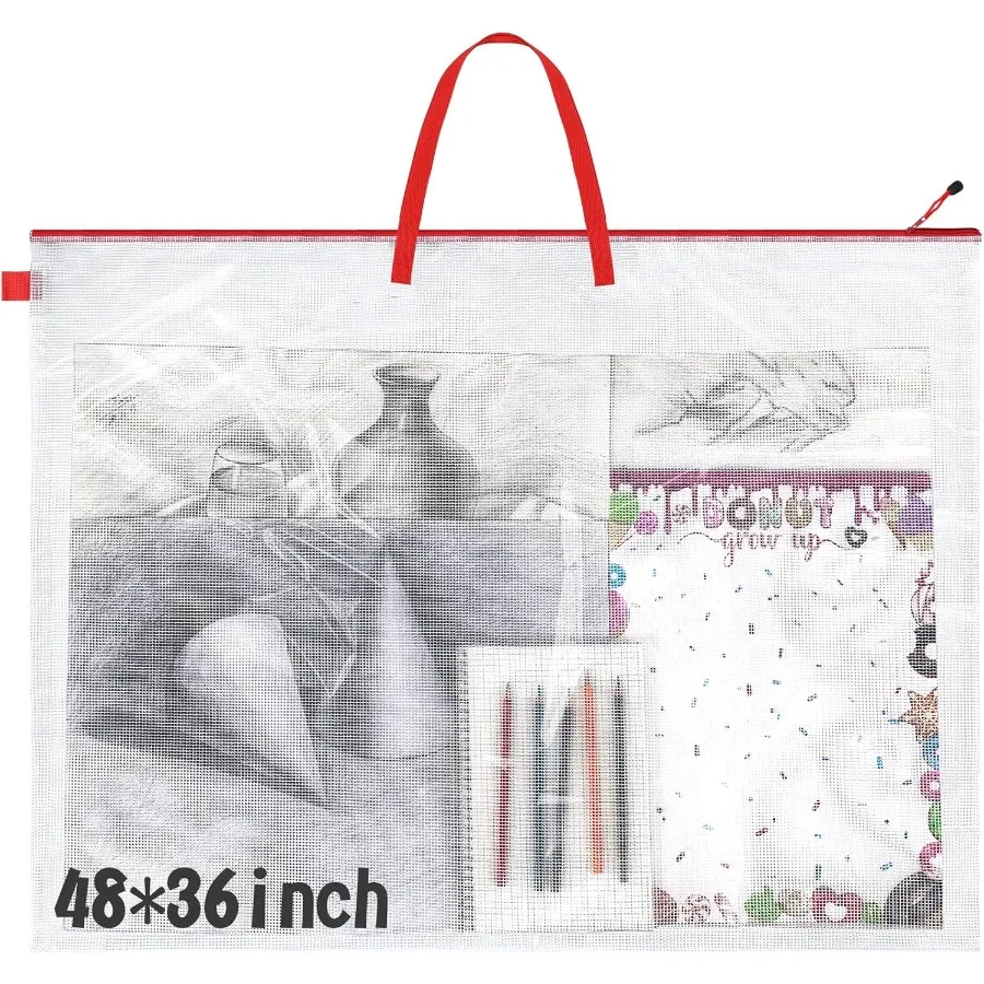 Estuche grande de portafolio de arte de 36 x 48 pulgadas con asa para exhibición y almacenamiento de tablón de anuncios, bolsa de portafolio de arte duradera para carteles