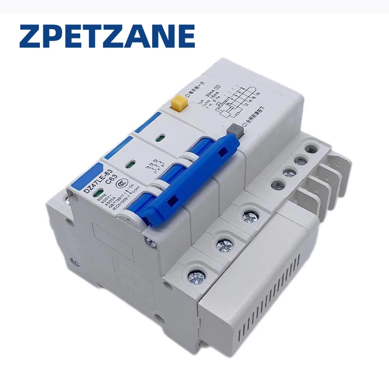 DZ47LE-63 3P+N 400V Mini Leakage Protect Circuit Breaker Household Electric Manual Air Switch MCB