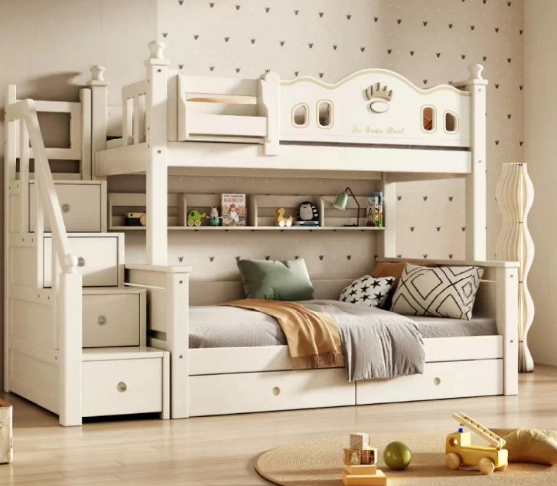 

！@Factory Direct Cheap Kid Furniture Bunk Bed for Wholesale Ash Wooden Kid Bunk Bed for Home Bedroom Bunk Bed With Drawers