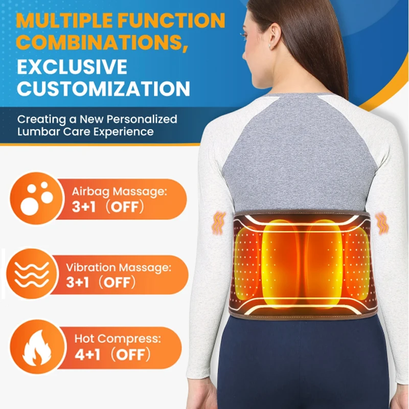 

Electric Hot Compress Waist Massager Support Belt Heated Vibration Belt Air Pressure Lumbar Traction Massager Back Relaxation