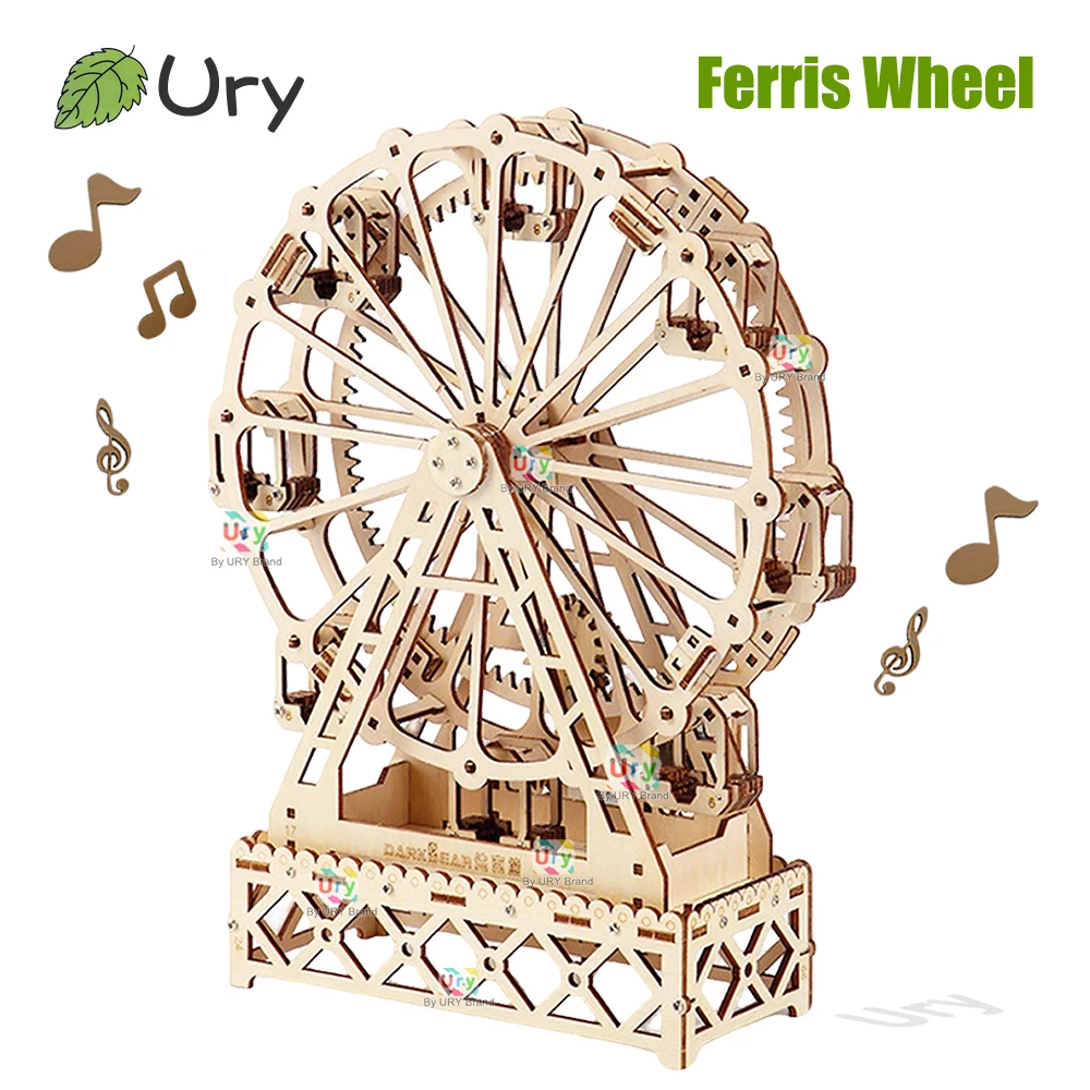 

Rotatable DIY 3D Wooden Puzzles Dreamy Princess Mini Ferris Wheel Music Octave Box Model Mechanical Kit Decor Toy Gifts for Kids