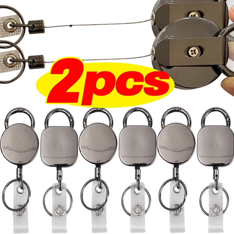 

Retractable Keychain Heavy Duty Metal Zinc Alloy Anti Lost Key Holder Steel Cable Smooth Extend Retract for Outdoor Camping