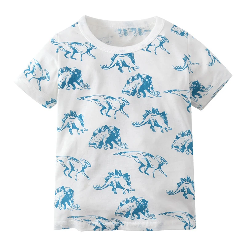 Little maven 2024 Boys T Shirts Dinosaur Print Children\'s T Shirts Summer Baby Boys Short Sleeve Shirts for Kids Tops Tees Shirt