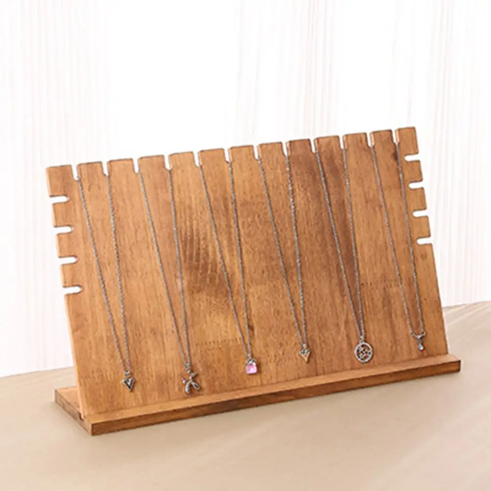 

L-shaped Necklaces Easel Showcase Walnut Wood Fashion Jewelry Collection Rack Shop Cabinet Display