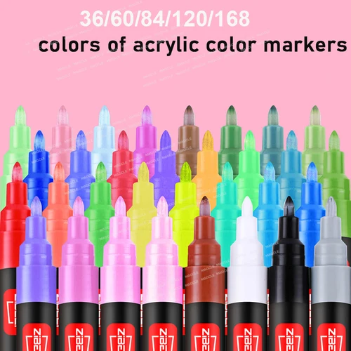 Imagen 2 del producto Rotuladores acrílicos Guangna para colorear para niños principiantes después de secar bolígrafos de pintura indelebles de alta saturación regalo de graffiti kez