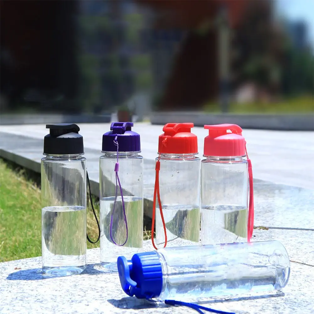 17oz 550ML Plastic Water Bottle Large Capacity Leak Proof Flip Top Sports Water Bottles with Handle Strap Lightweight