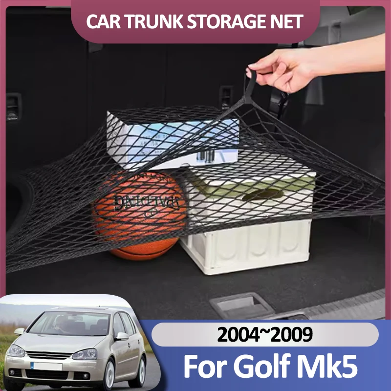 Car Trunk Net For Volkswagen VW Golf Mk5 2004~2009 2008 Cargo Holding Luggage Mesh Nylon Trunk Organizer Auto Interior Acesories