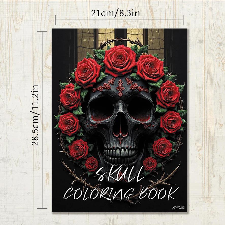 Skull Coloring Book for Adults 8.3x11.2 inches Stress Relieving Creative Art 22 Pages