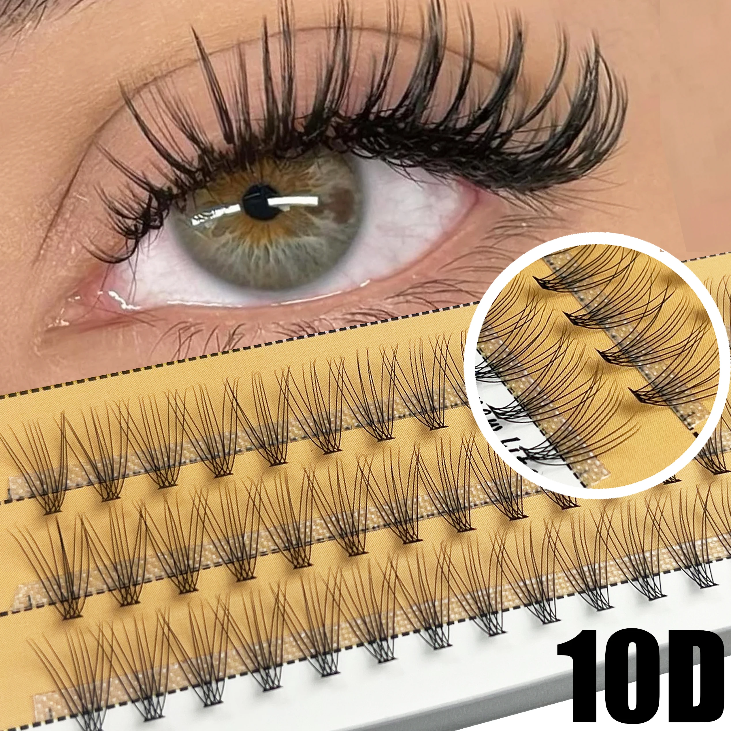 1 Box/60 Bündel Wimpern 10D Einzelne Wimpern Cluster Russische Volumen Natürliche Wimpern Verlängerung Make-Up-Tool Wimpern Großhandel