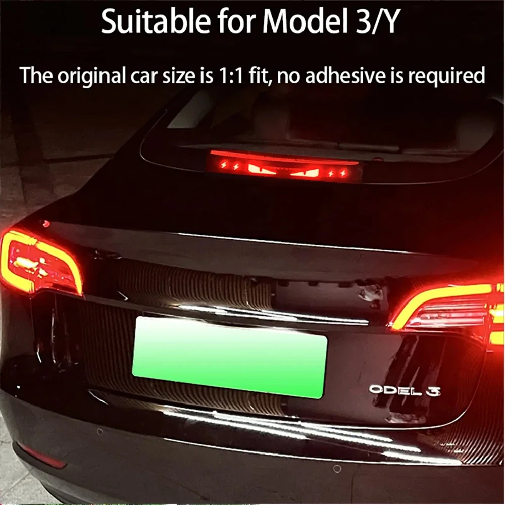 Accept Customized Stickers For Tesla Model 3 Y Car High Mounted Brake Acrylic Projection Board Top Tail Light Emblem Halloween