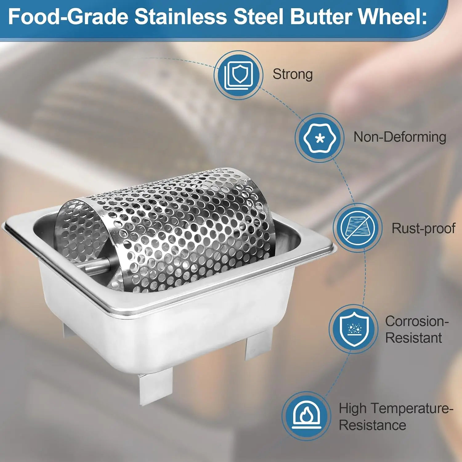 Butter Wheel for Spreads Butter Evenly to Bread, Stainless Steel Butter Roller for Outdoor Griddle Picnics Camping BBQ Grill