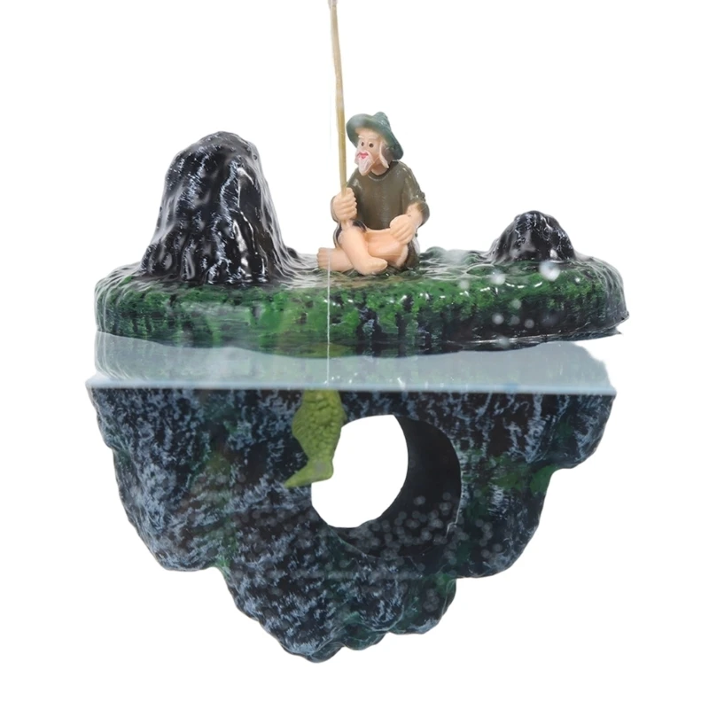Elegant Floating Island Fish Tanks Decoration With Natural Rock Fishing Float HX6C