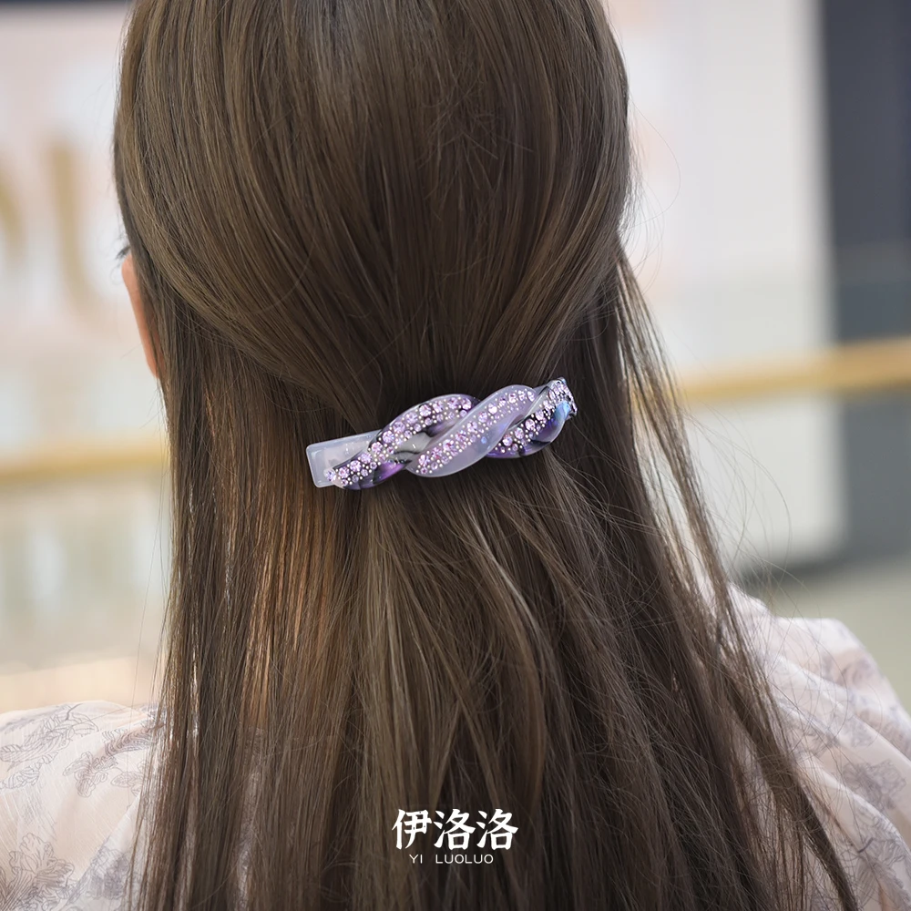 Women Headwear Girl Hairwear Large Size Acetate Cute Hair Clip Vintage Hair Barrette Rhinestone Hair Accessories For Women