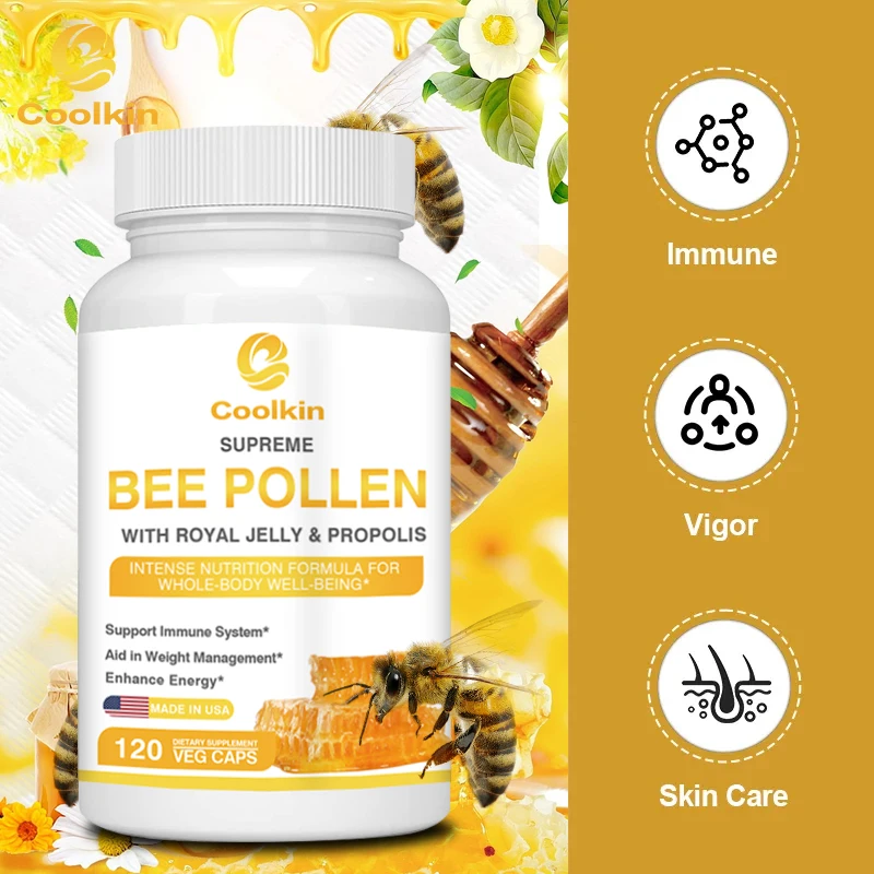 Bee Pollen Contains Royal Jelly, Black Pepper and Propolis - Boosts Immunity and Energy, Skin Whitening