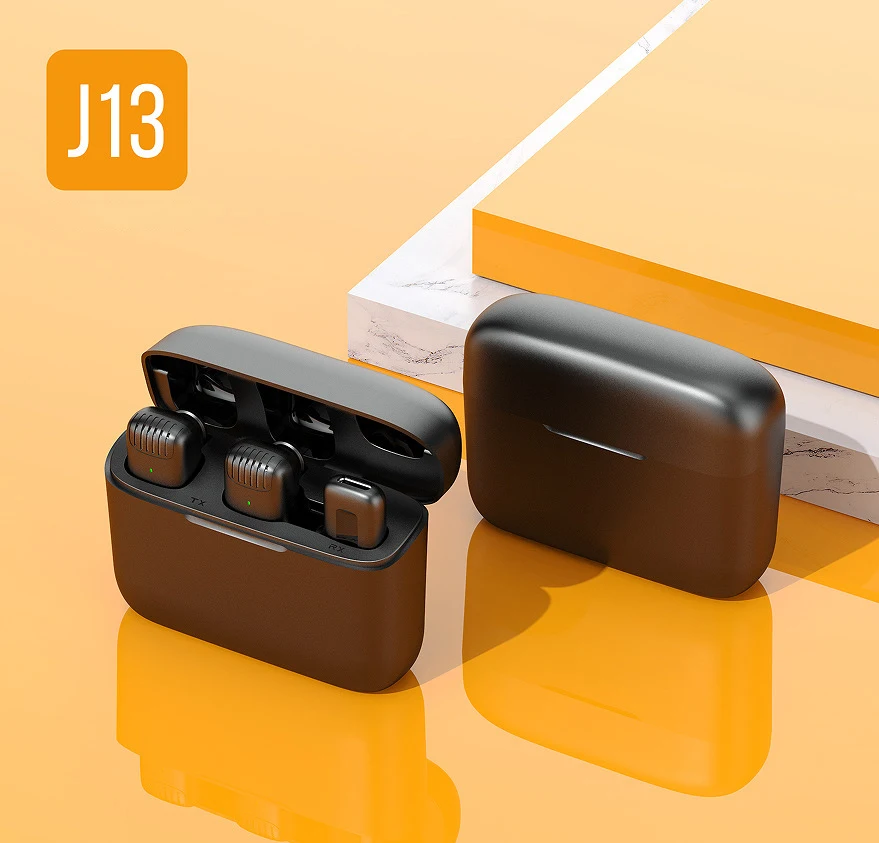 إلغاء الضوضاء لايف فيديو المحمولة 1 إلى 2 Mini Lavalier ميكروفون لاسلكي كليب على مع علبة شحن لأجهزة IOS