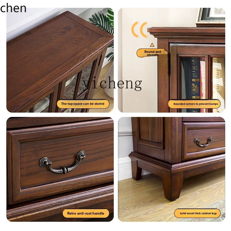 HXL جميع خزانة النبيذ الخشبية الصلبة خزانة النبيذ الزجاجية تعرض جانب التلفزيون