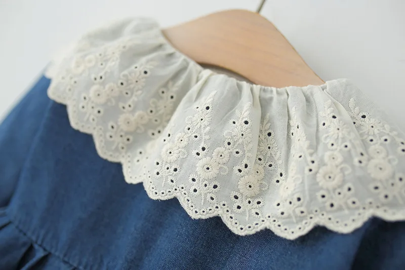 봄 가을 아기 소녀 드레스 신생아 소녀 캐주얼 옷깃 긴 소매 데님 복장 복장 유아 소녀 아기 의류 Vestidos