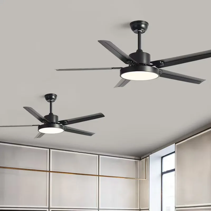 42/48/52 inch ceiling fan with lamp Modern stainless steel electric fan RC LED light for Living dining room ceiling Fan