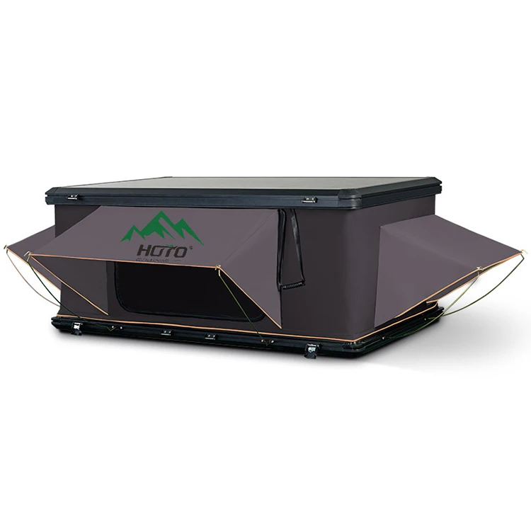 

HOTO New Arrival 2-3 Person Outdoor Camping Aluminum Car Roof Top Tent Rectangular Hard Shell Pop up Car Rooftop Tent