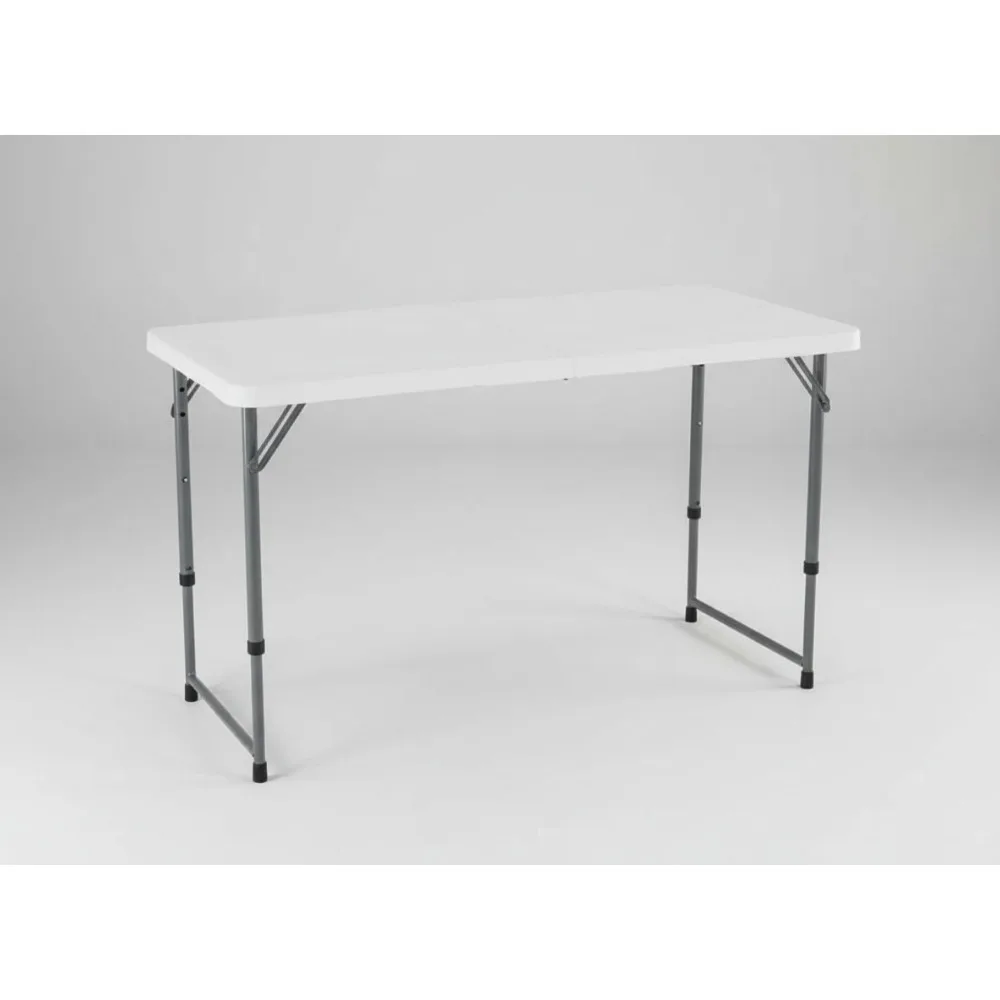 

4ft Adjustable Folding Table with Carry Handle - Portable Multi-Height Desk for Home Office Outdoor Events