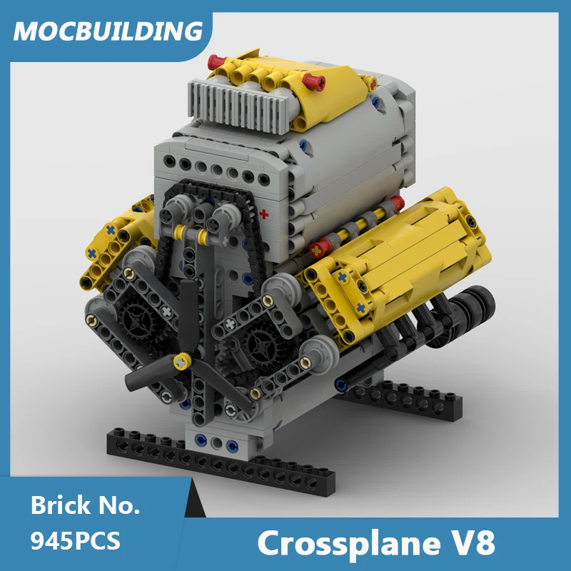 MOC Building Blocks Crossplane V8 with Supercharger & Removable Covers Model Display Assembled Bricks Creative Toys Gifts 945PCS