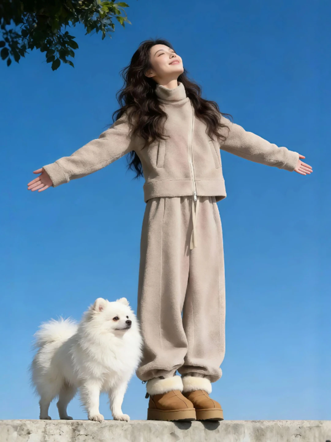 

Стильный комплект Laid-ba: куртка с воротником-стойкой и брюки с широкими штанинами, зимний модный наряд, удобный, с длинными рукавами, на молнии